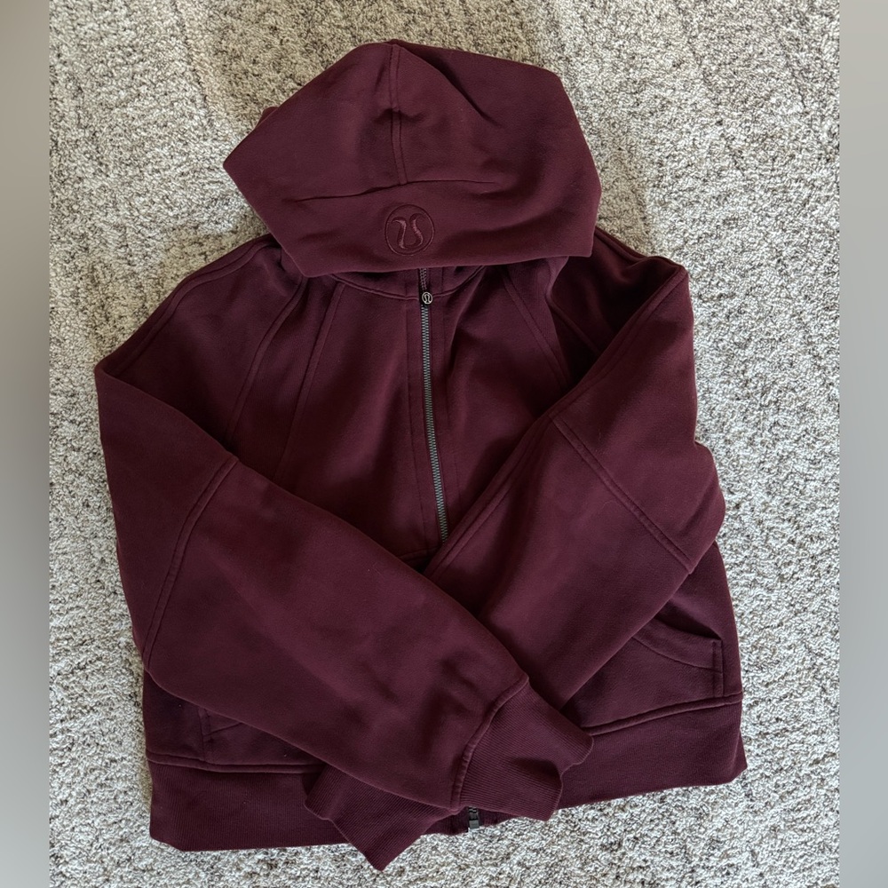 Lululemon Scuba Oversized Full Zip Hoodie Like New Red Merlot XS/S